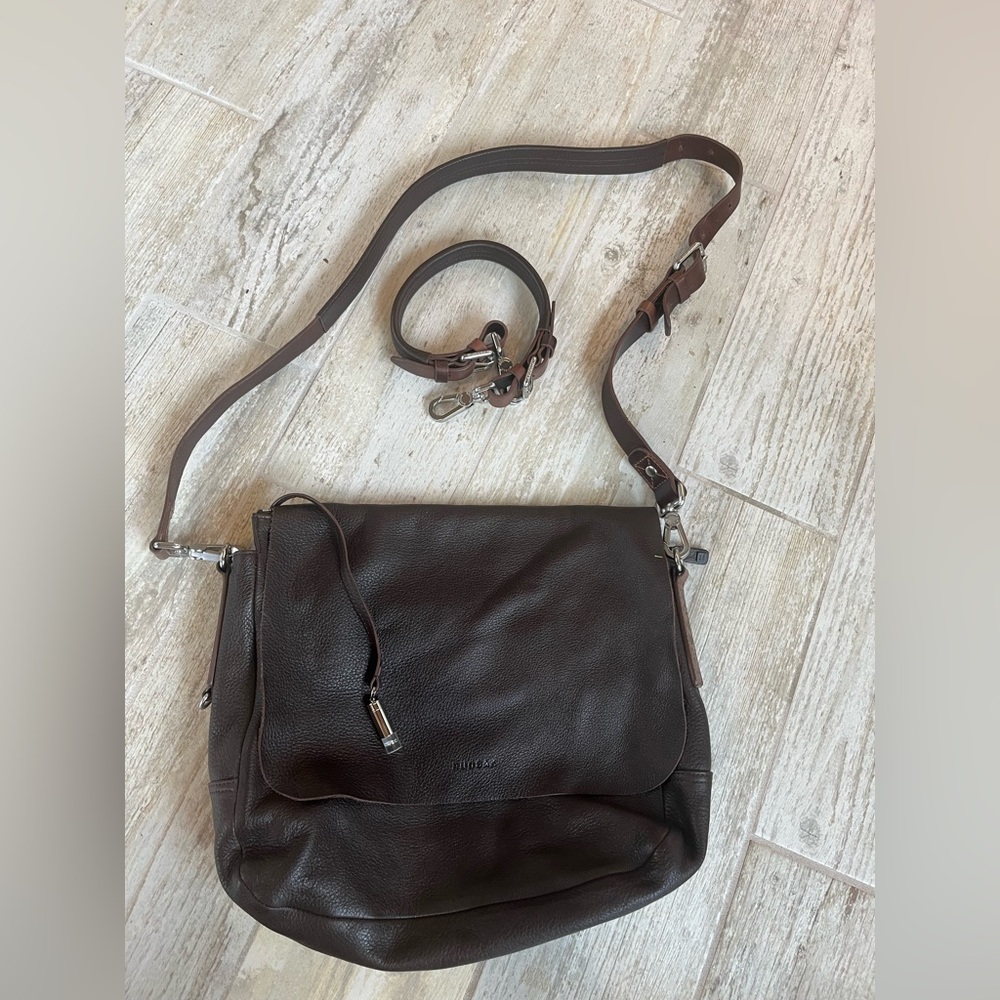 Rudsak Dark Brown Leather Pebble Shoulder Messenger Crossbody Bag